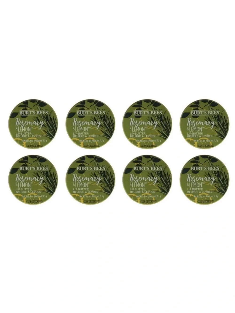 (8) Burt's Bees Rosemary & Lemon Lip Butter Tin 0.4 oz, Sealed